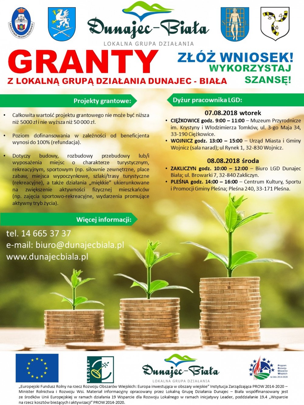 Dyżury pracowników Lokalnej Grupy Działania Dunajec-Biała
