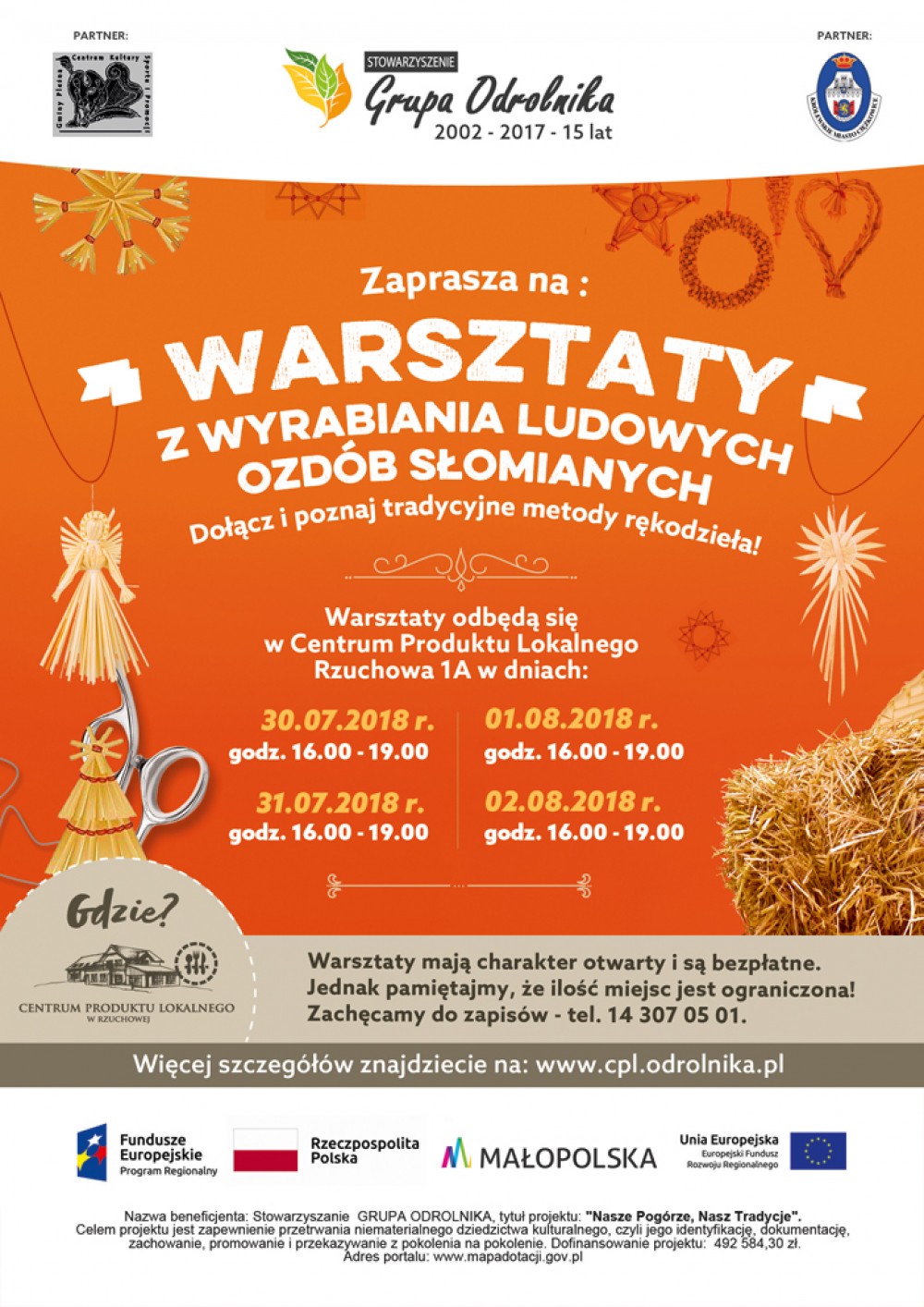 Zapraszamy na WARSZTATY Z WYRABIANIA LUDOWYCH OZDÓB SŁOMIANYCH - lipiec 2018
