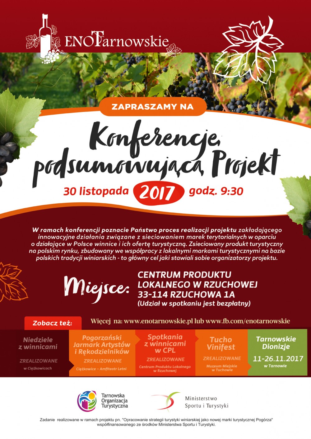 Konferencja podsumowująca projekt _Opracowanie strategii turystyki winiarskiej jako nowej marki Pogórza
