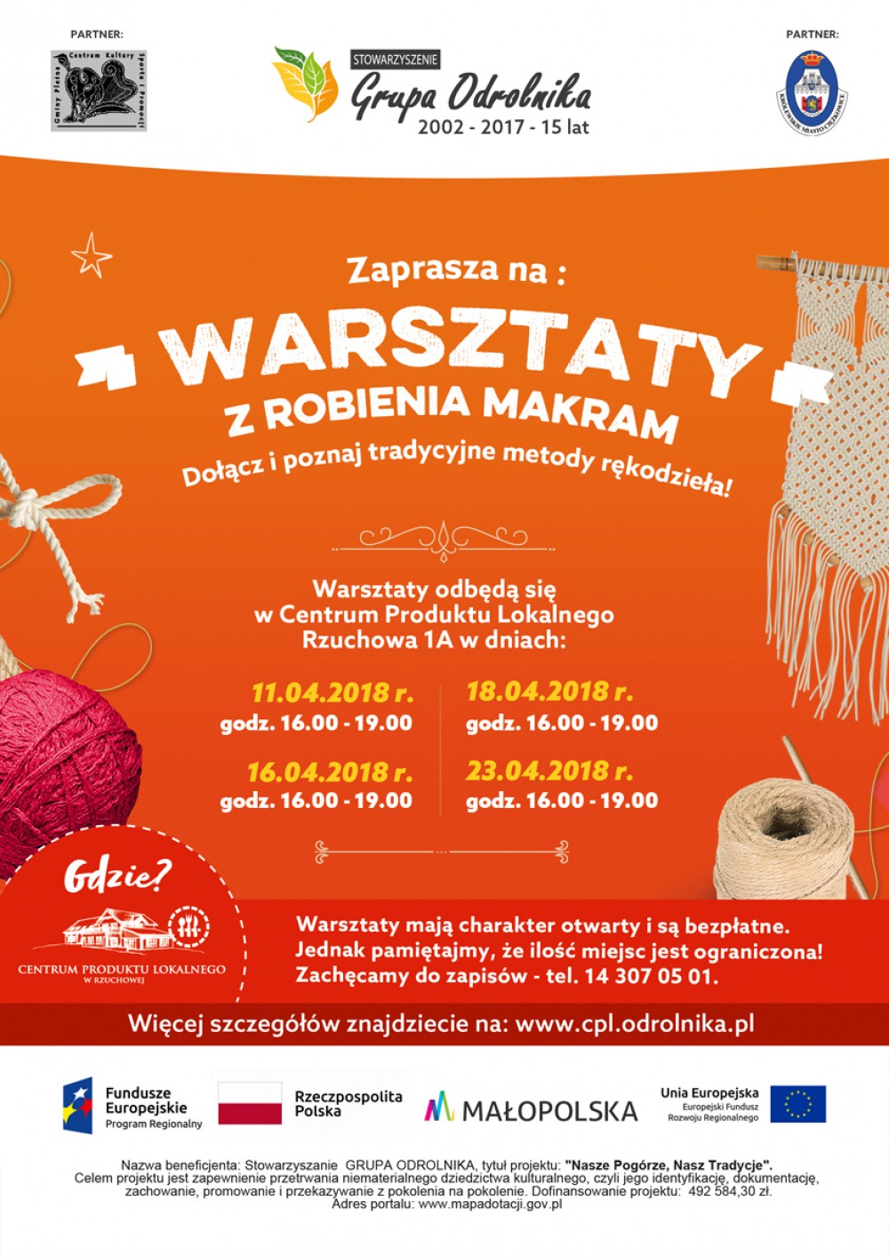 Zapraszamy na WARSZTATY Z ROBIENIA MAKRAM - kwiecień 2018