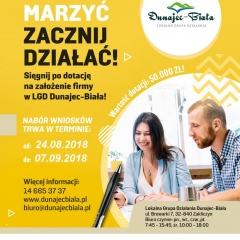 Lokalna Grupa Działania Dunajec-Biała informuje o możliwości składania wniosków o przyznanie pomocy