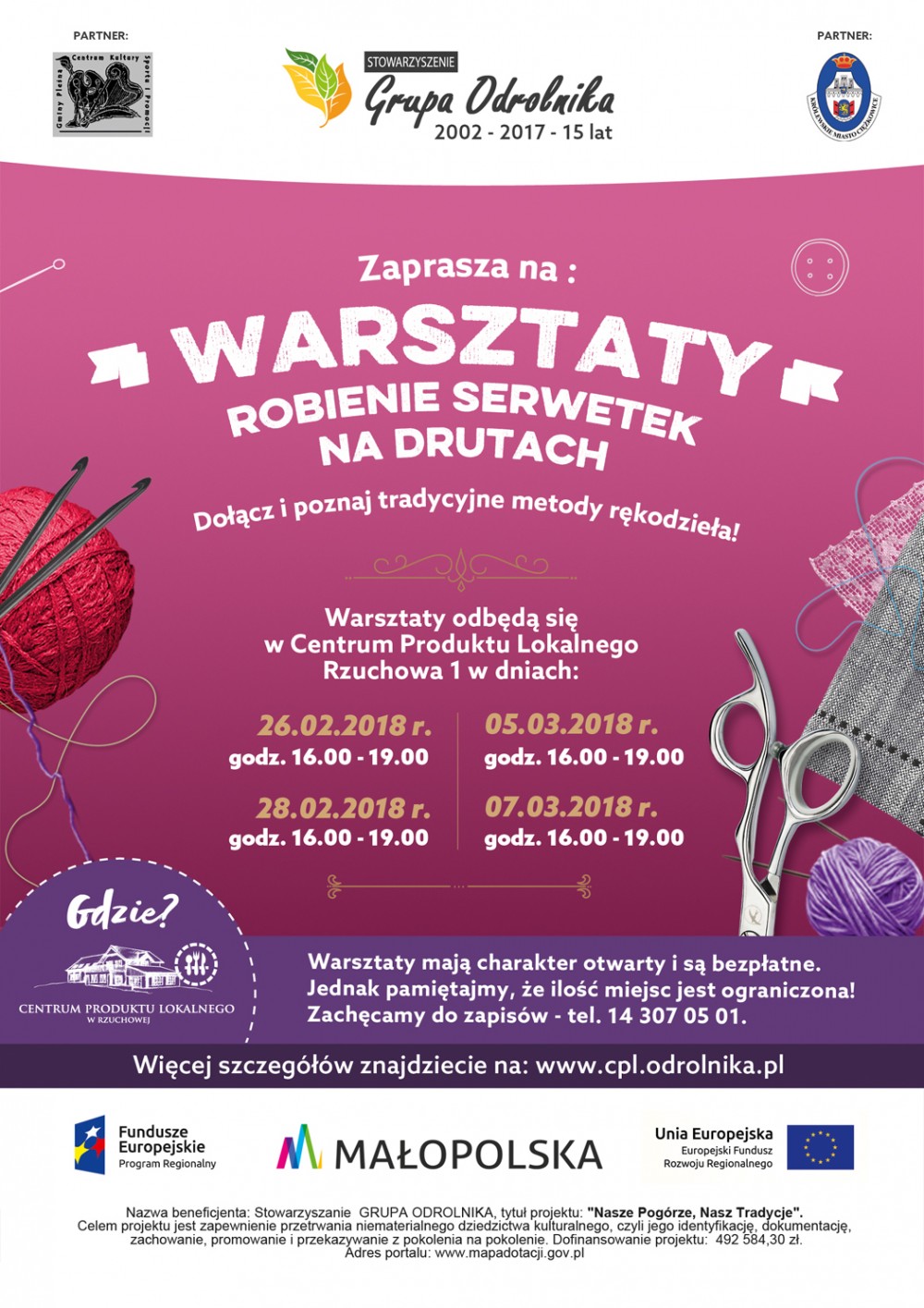 Zapraszamy na WARSZTATY ROBIENIA SERWETEK NA DRUTACH - luty 2018